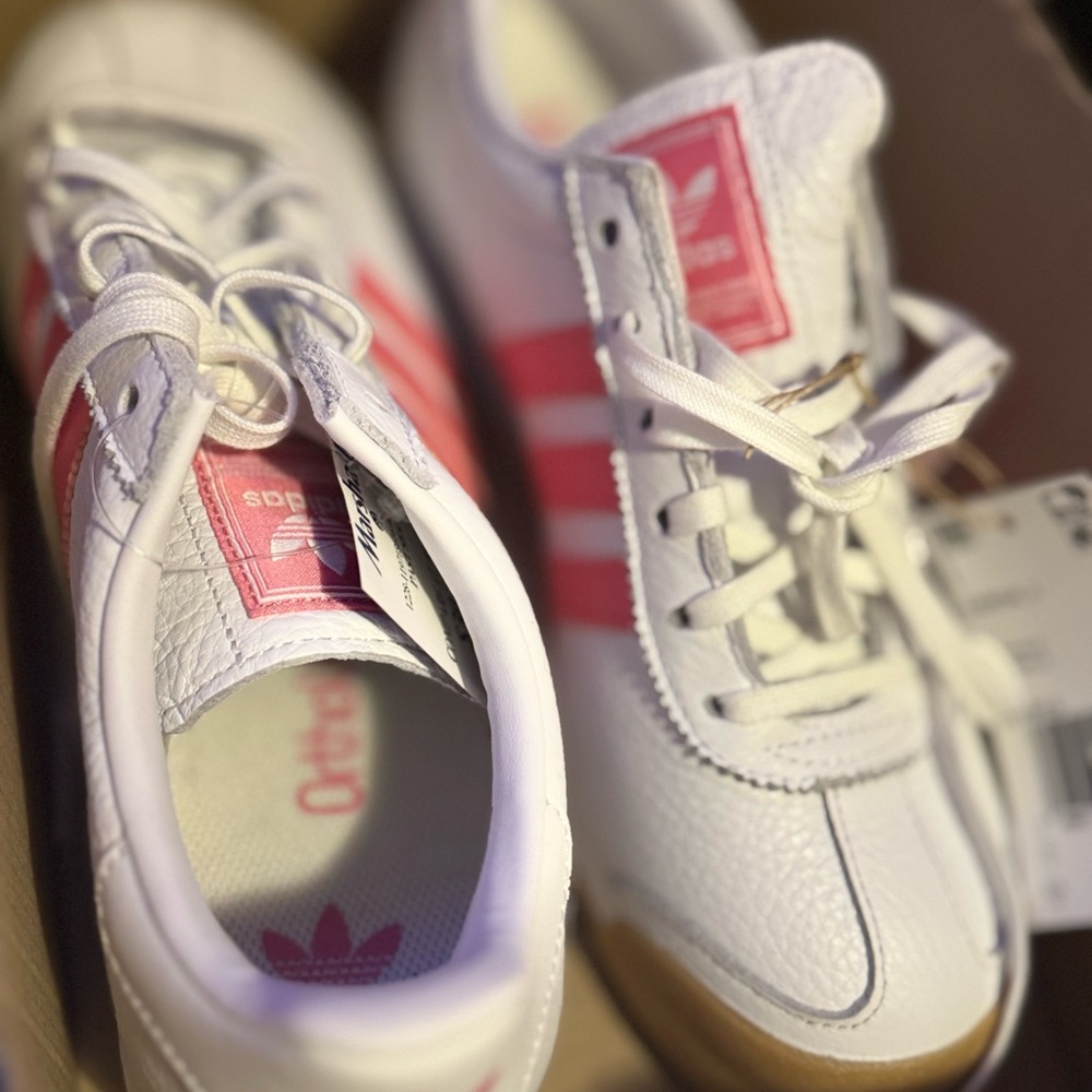 Adidas Samoa White and Pink Sneakers